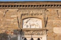 Bergamo - Old city CittÃÂ  Alta. Landscape on the Lion of Saint Marco symbol of the presence of Venice Royalty Free Stock Photo